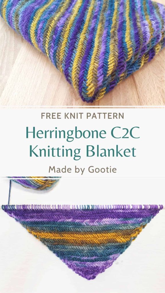 corner to corner knitted blanket made by gootie