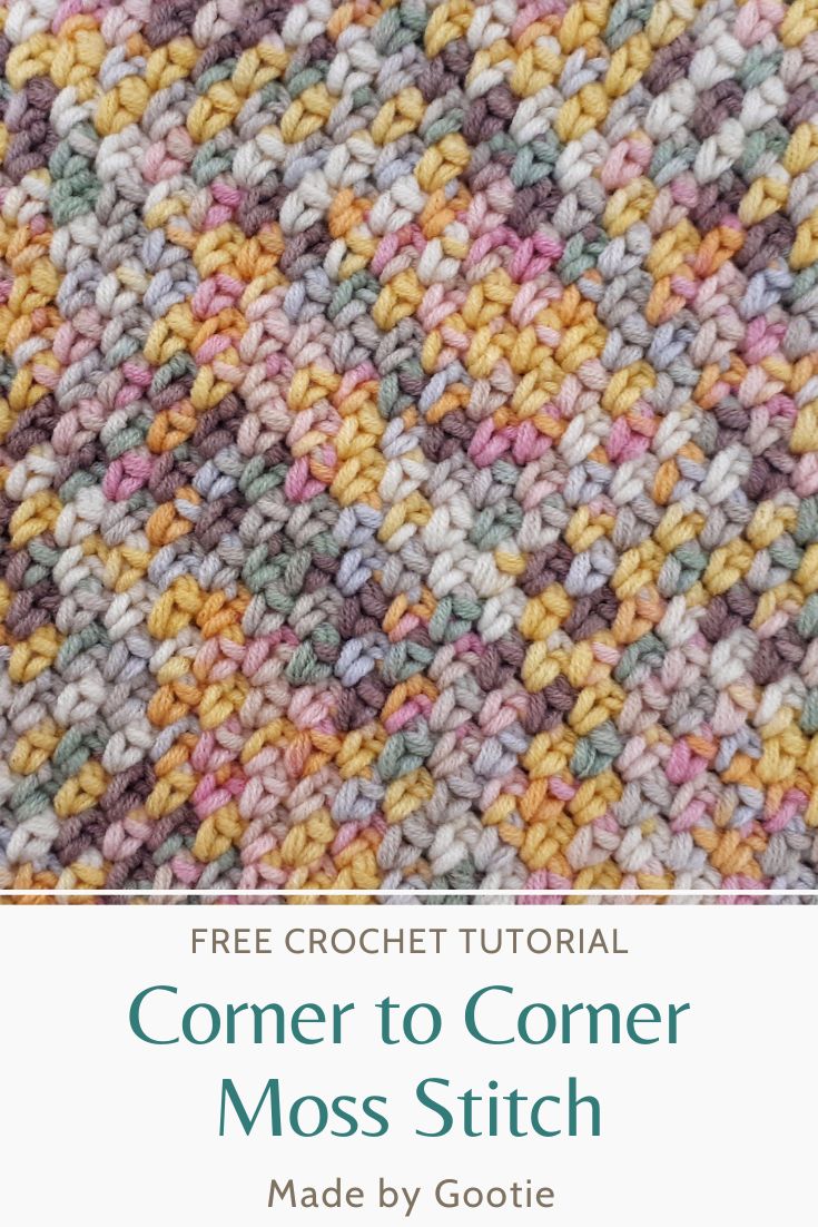 Crochet C2C Moss Stitch Tutorial (with video) - Made by Gootie