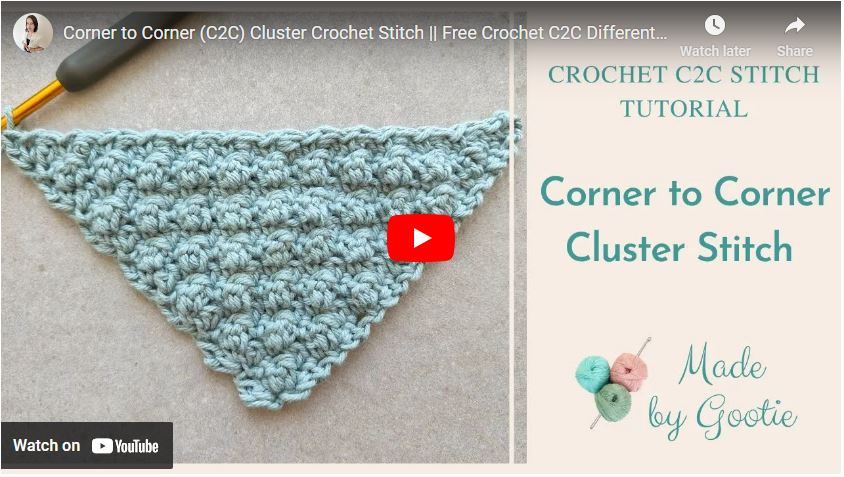 corner to corner cluster stitch made by gootie