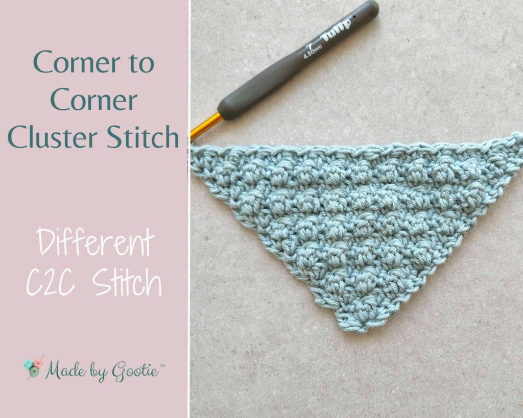 different c2c crochet stitches made by gootie