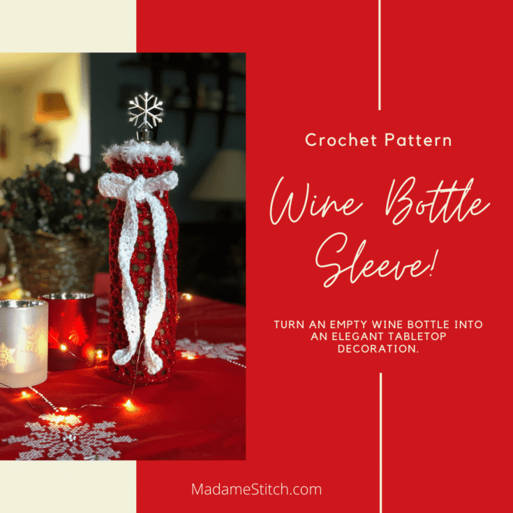 Image for Free crochet pattern | Christmas Wine Bottle Sleeve