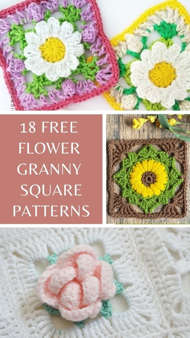 18 Free Crochet Flower Granny Square Patterns - Made by Gootie