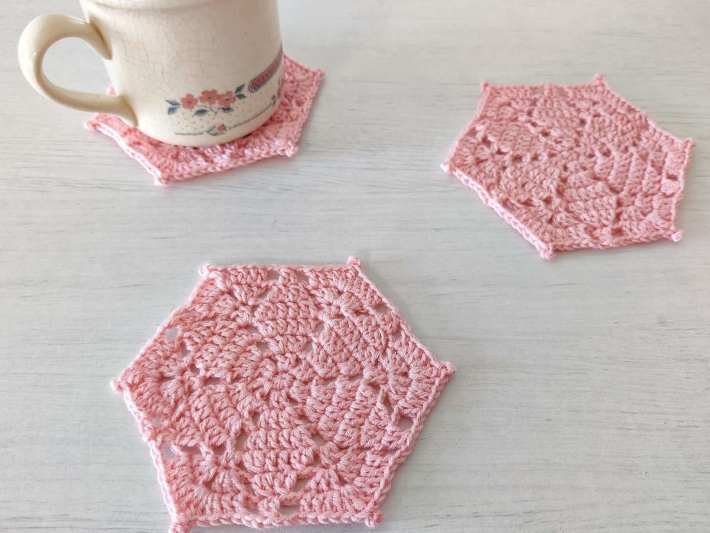 crochet hexagon coasters
