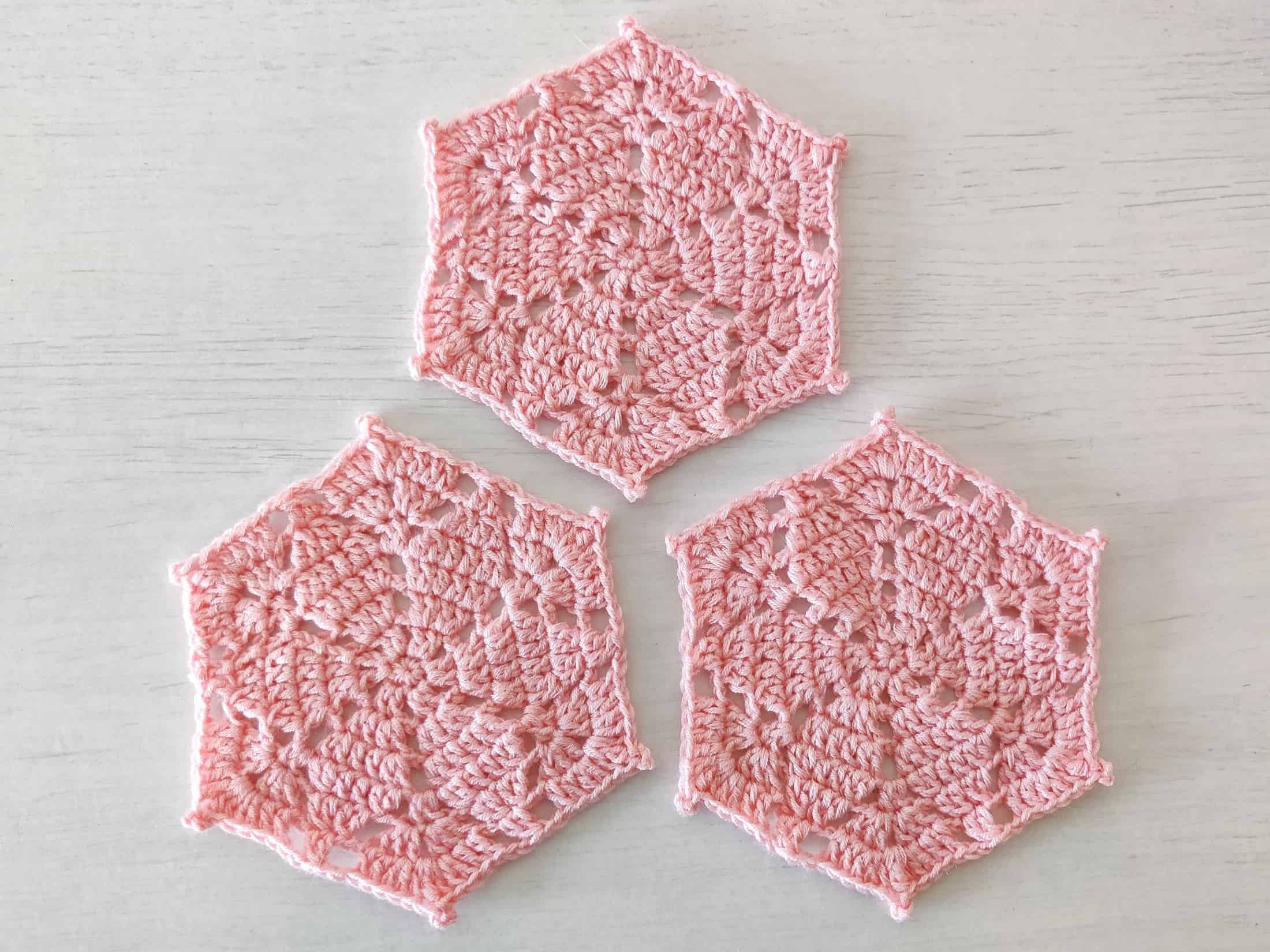 Diamond Coasters Crochet Hexagon Coaster Free Pattern Made by