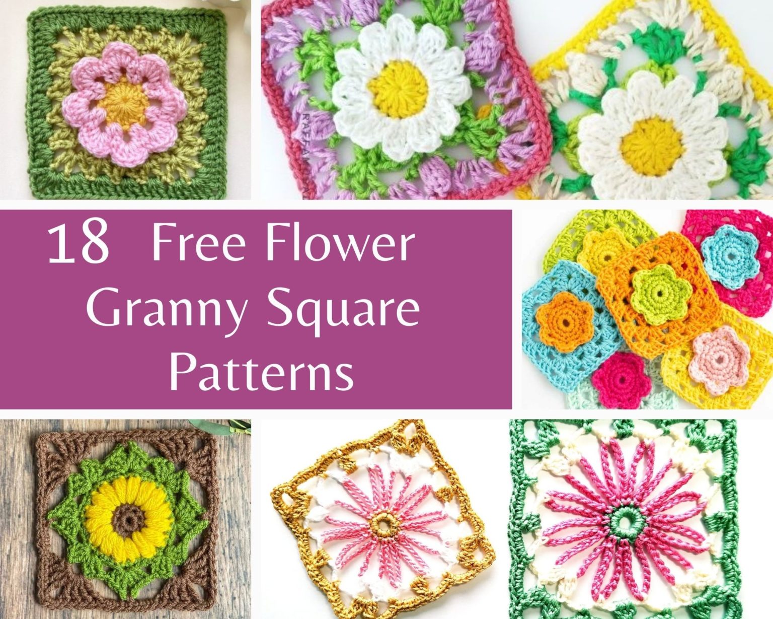 18 Free Crochet Flower Granny Square Patterns - Made by Gootie