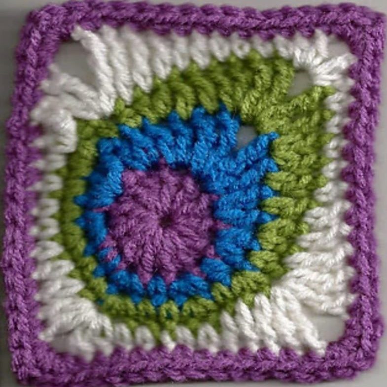 peacock crochet square
