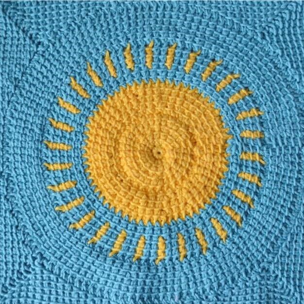 tunisian crochet sun square