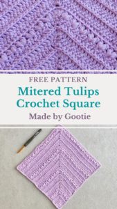 Mitered Tulips Crochet Afghan Square Free Pattern - Made by Gootie