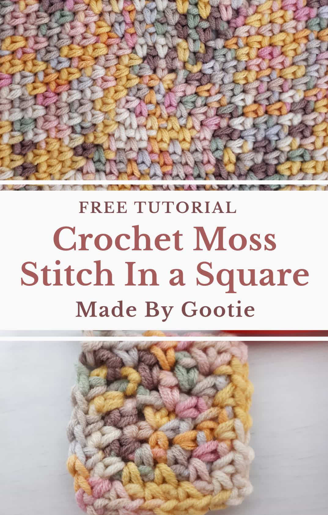 Moss Stitch in a Square Free Tutorial - Made by Gootie