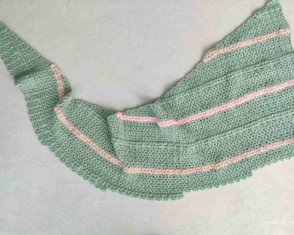 asymmetrical crochet shawl made by gootie