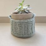 this is a photo of Lobelia Crochet Plant Pot Holder Basket Free Pattern Made by Gootie