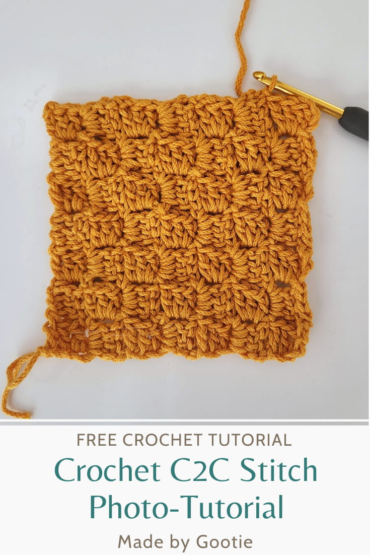 C2C Crochet Stitch Tutorial - Free Photo Tutorial - Made by Gootie