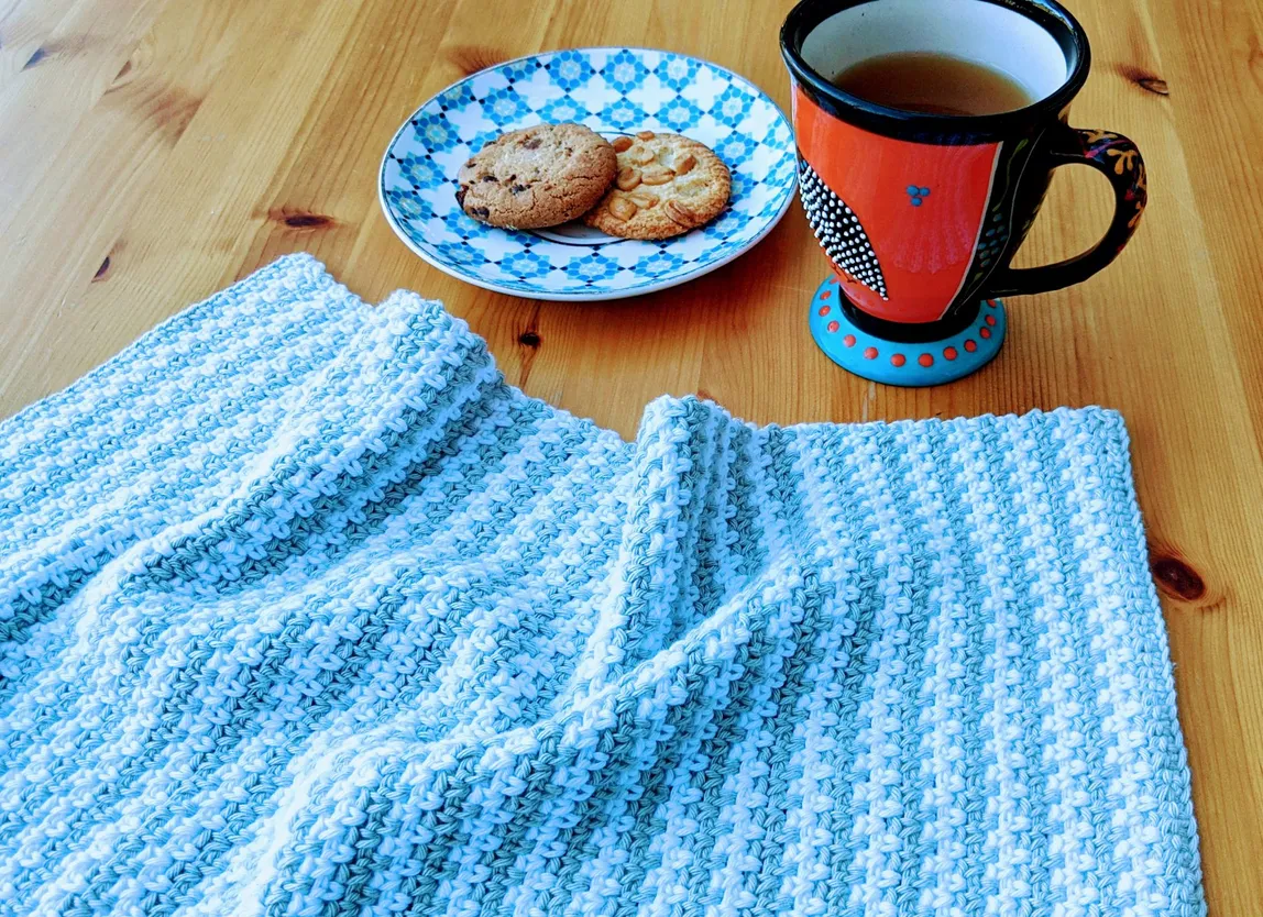 Moss Stitch Crochet Tea Towel Free Pattern
