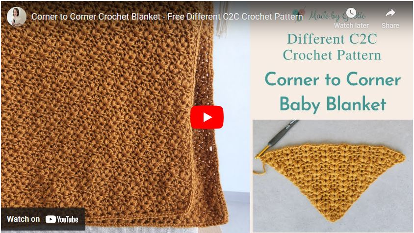 corner to corner crochet blanket video tutorial made by gootie