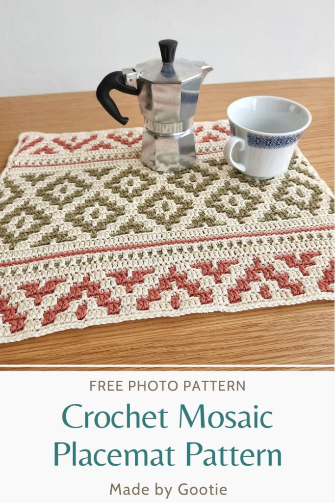 free crochet mosaic placemat pattern Made by Gootie