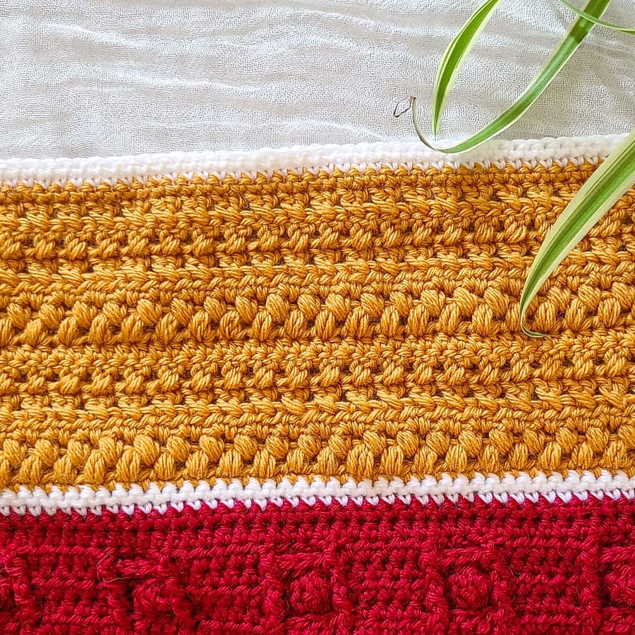 This is a photo of part 5 of the harmony throw blanket crochet along