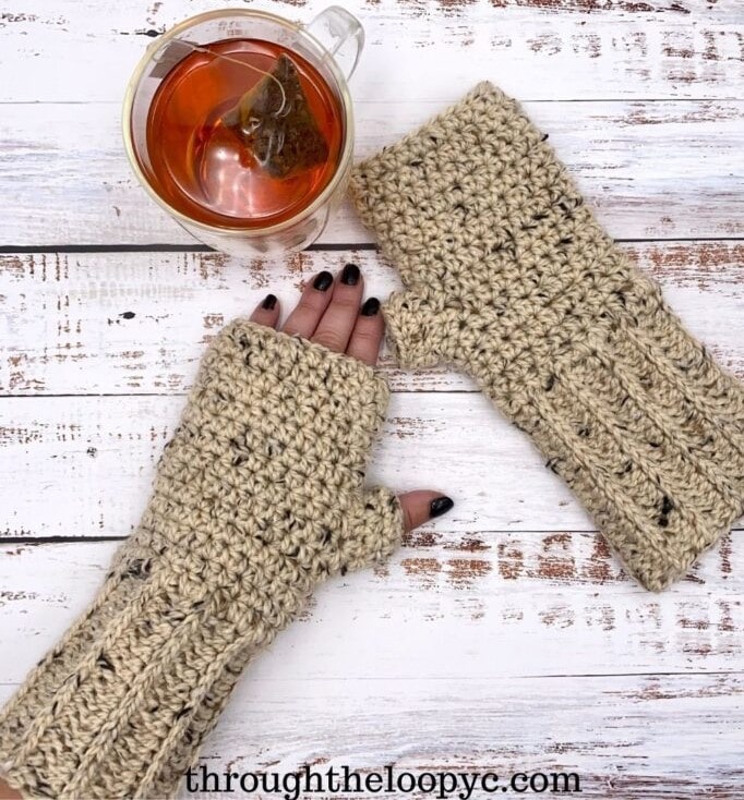 long fingerless gloves crochet pattern free through the loop yarn craft