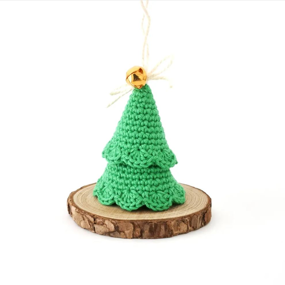 this is a photo of simple crochet tree ornament free pattern