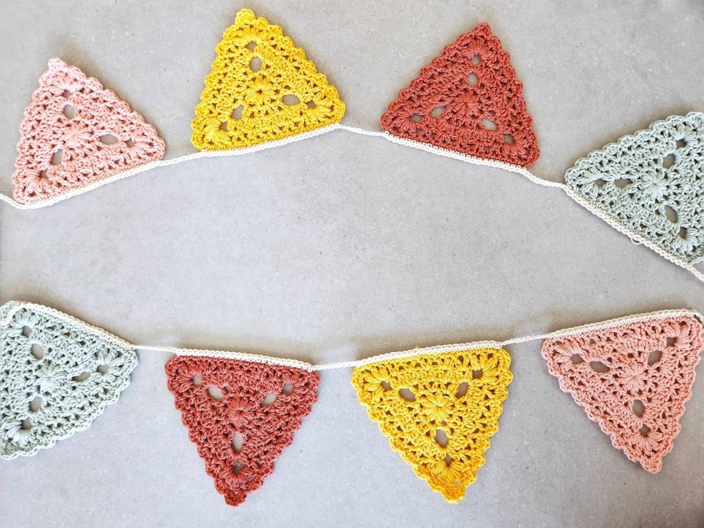 This is a photo of crochet boho bunting pattern free made by gootie
