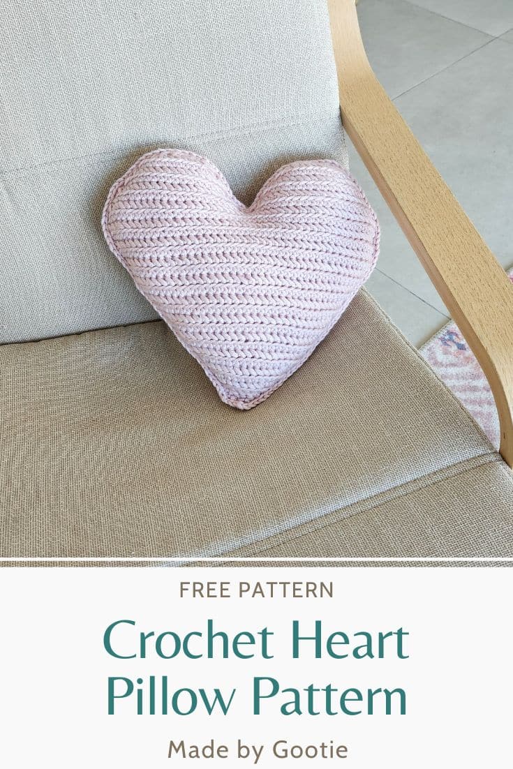 Textured Crochet Heart Pillow Pattern (Free) - Made by Gootie