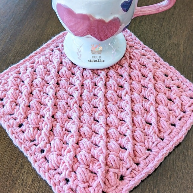 crochet diagonal stitch textured washcloth