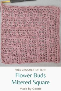 Free Crochet Flower Square Pattern: Flower Buds Mitered Square - Made ...