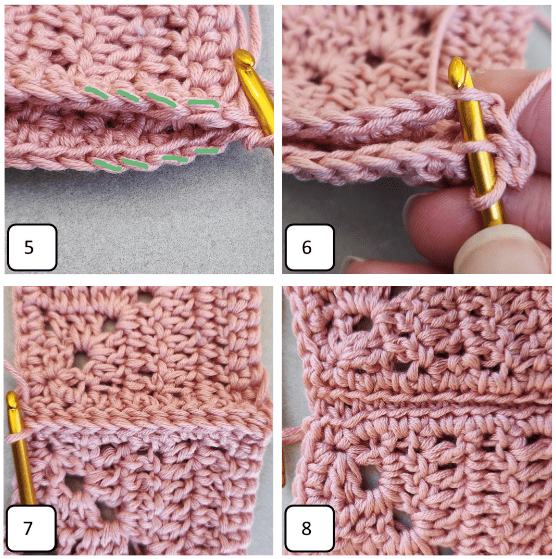 joining crochet squares slip stitch through outer loop