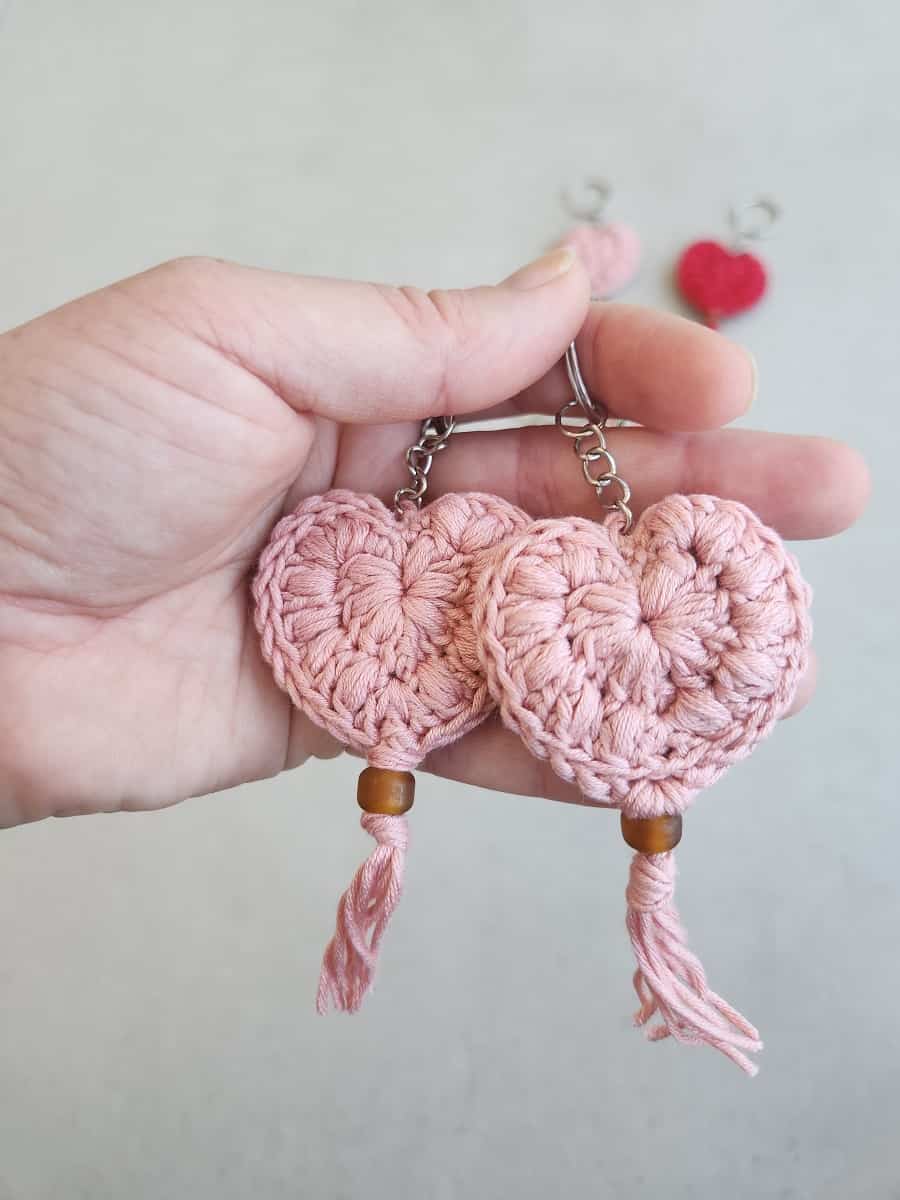 Free Crochet Heart Keychain Pattern Made by Gootie