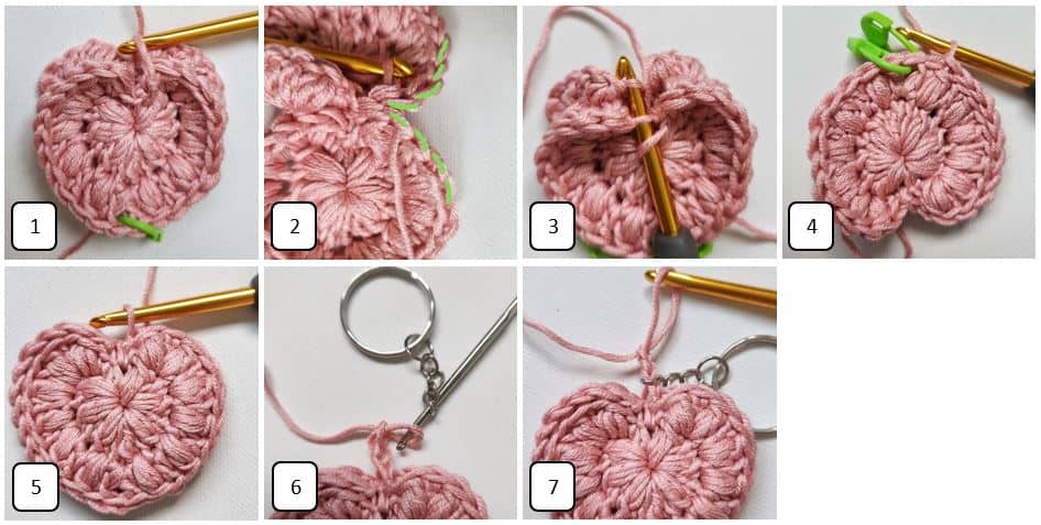 joining crochet hearts together