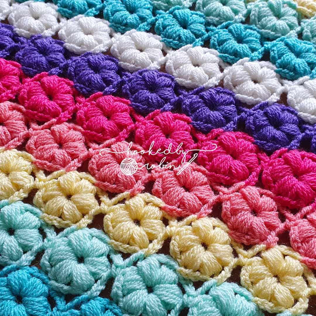 crochet puff flower blanket