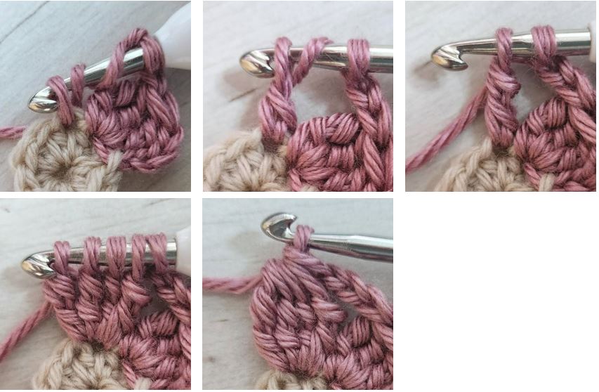 crochet 4 treble stitch photo tutorial made by gootie