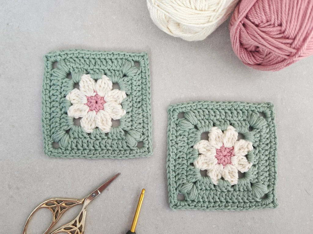 crochet daisy granny square pattern made by gootie