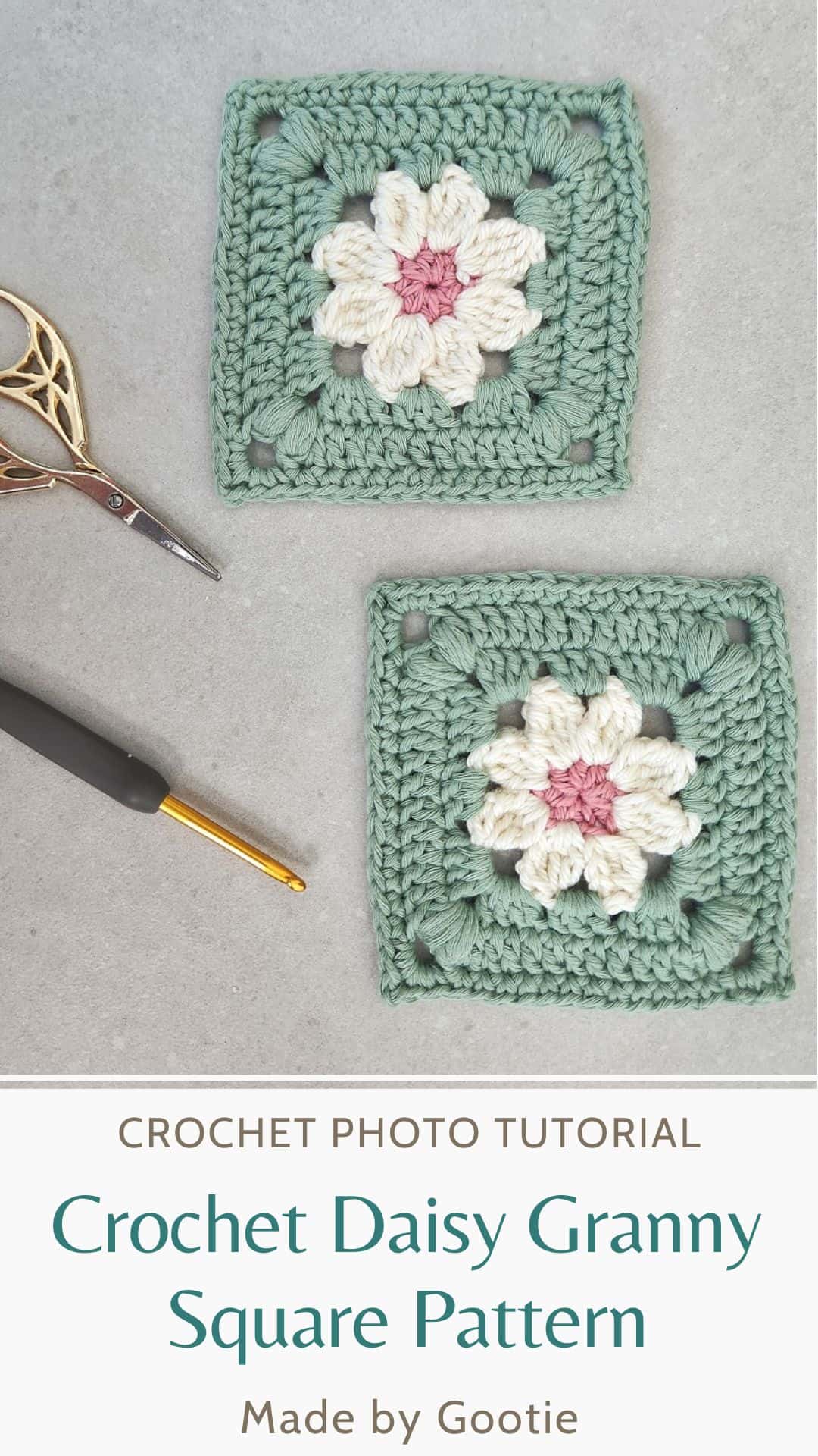 Crochet Daisy Granny Square Pattern - Made by Gootie