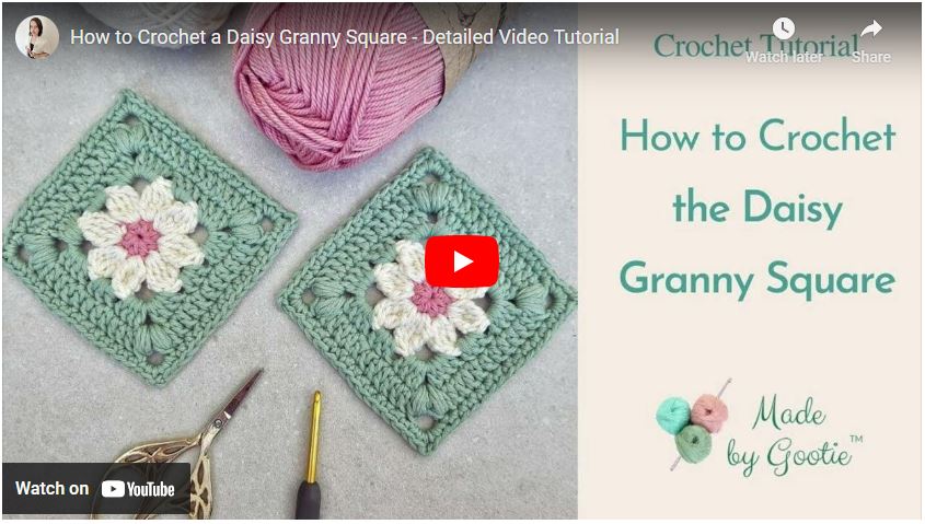 flower granny square video tutorial made by gootie