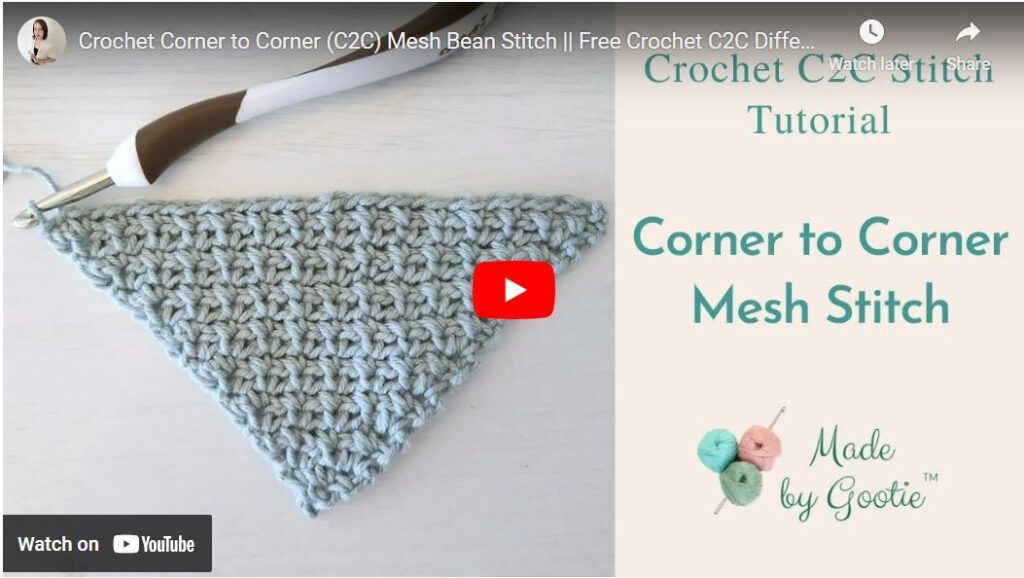 c2c mesh stitch video tutorial made by gootie