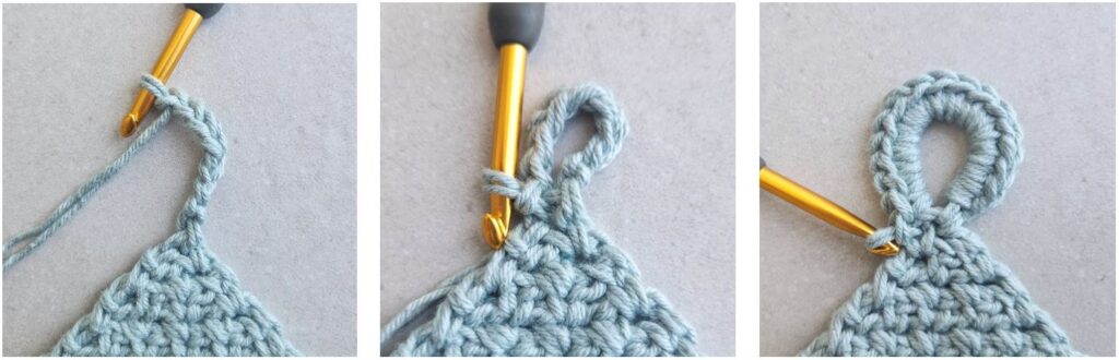 crocheting a loop for a basket made by gootie