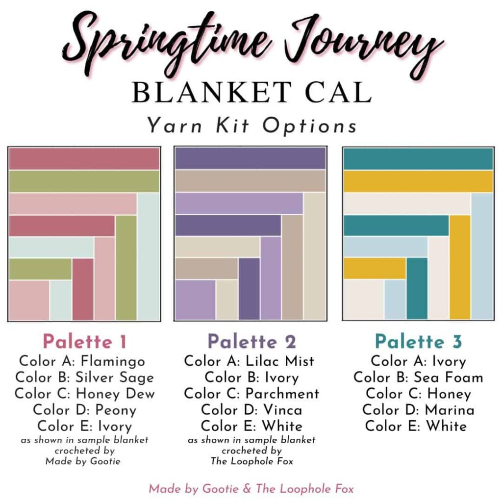 Color Palette Options for crochet blankets