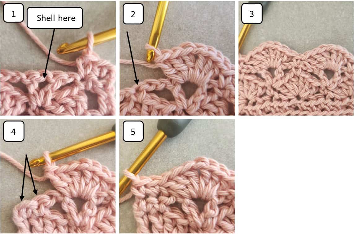 beautiful shells crochet pattern - row5