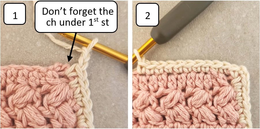how to crochet a border in a corner
