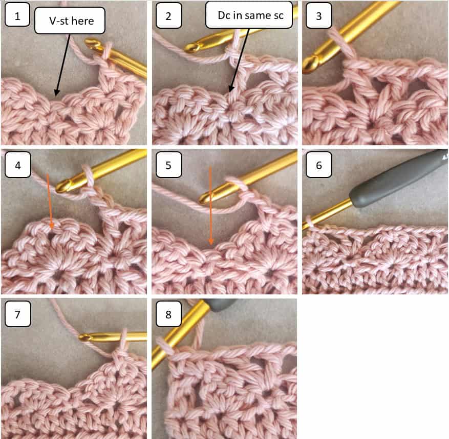 row 4 photo tutorial crochet