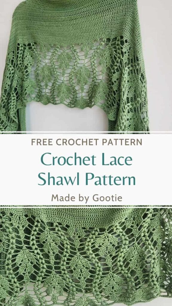 leaf crochet shawl made by gootie