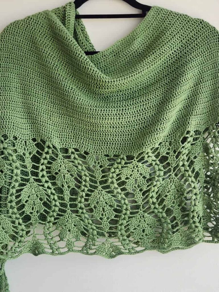 crochet leaf shawl made by gootie