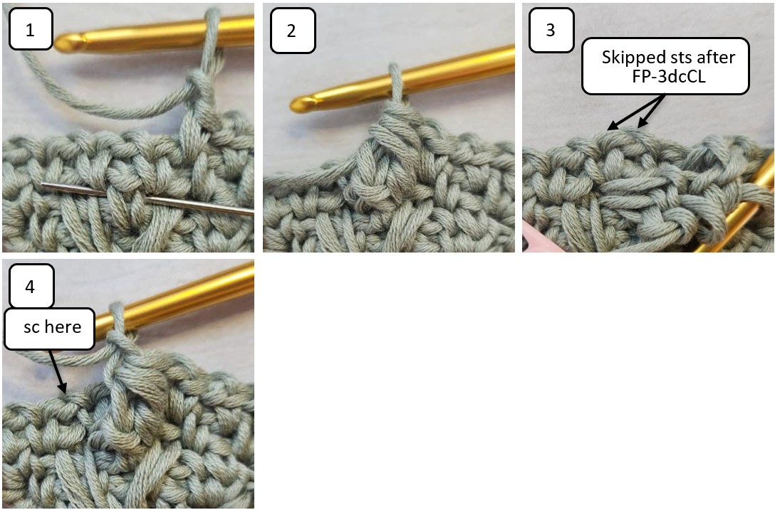 crocheting a front post cluster