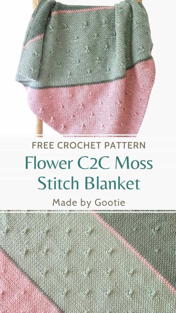 flower c2c moss stitch baby blanket gootie