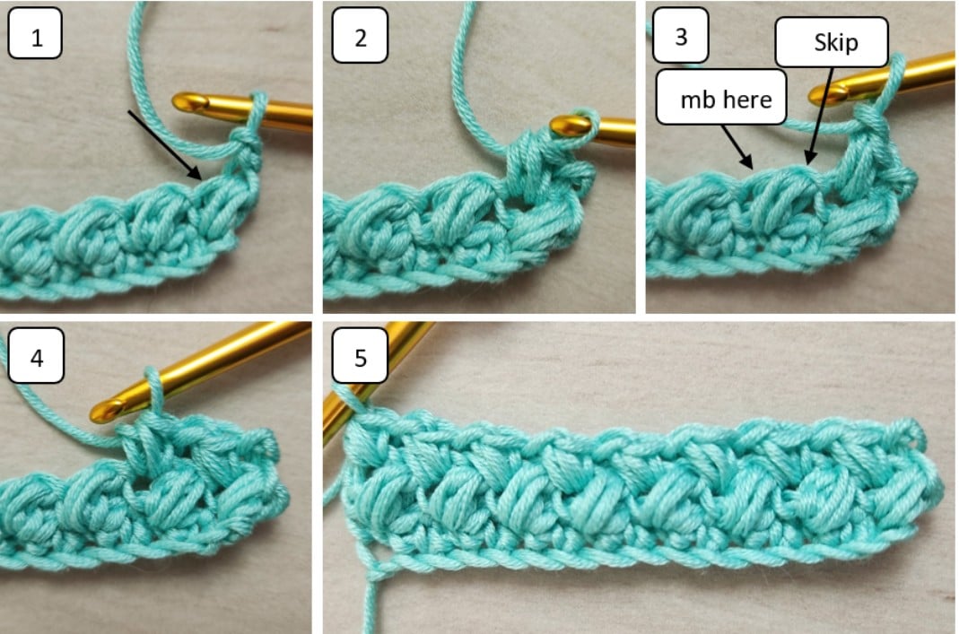 crochet bean stitch written instructions